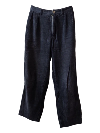 Dark Blue Corduroy High Waist Pants